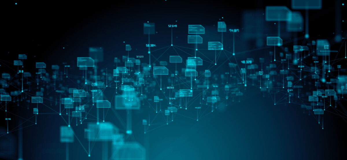 Global coding of information technology IOT big data cloud computing connectivity - Conceptual 3D Illustration Render