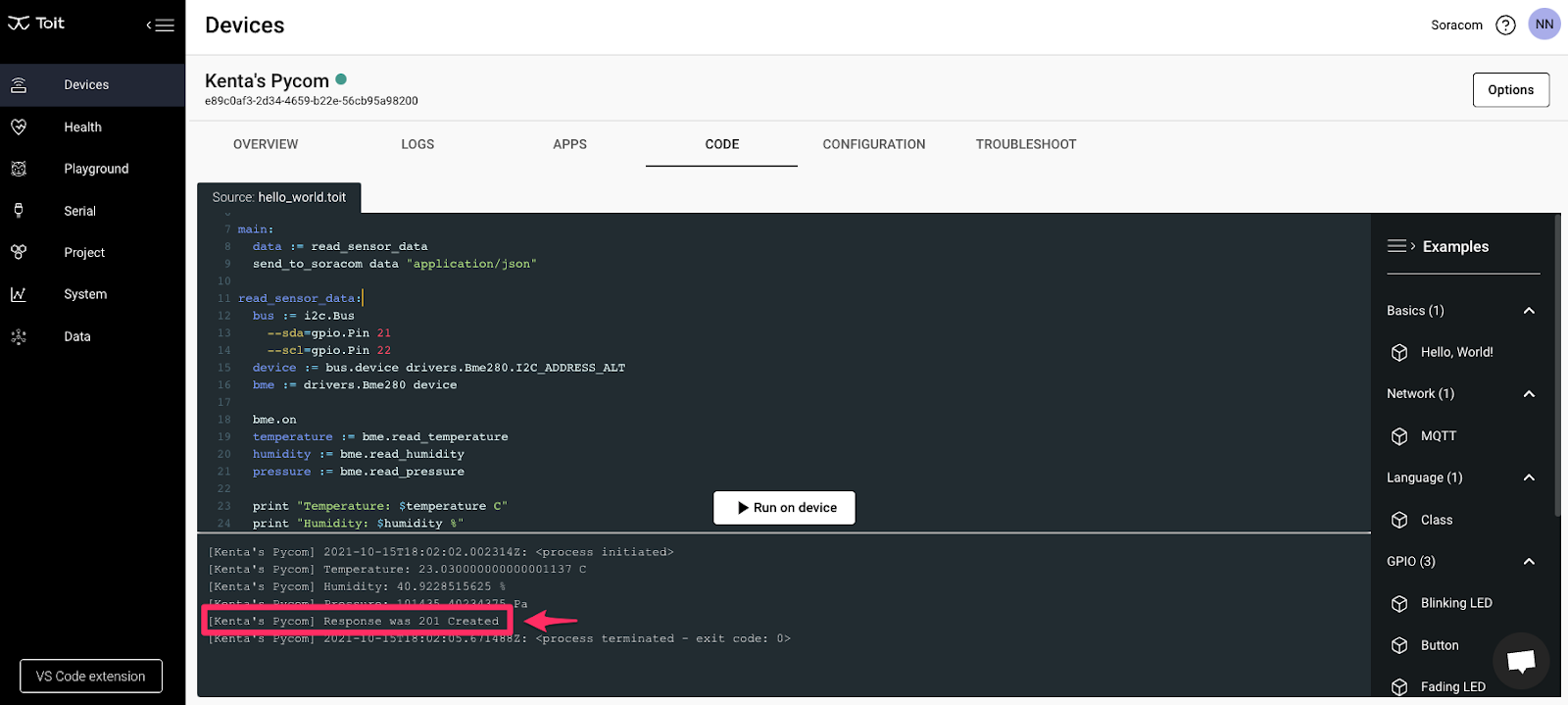 Toit platform, managing microcontrollers