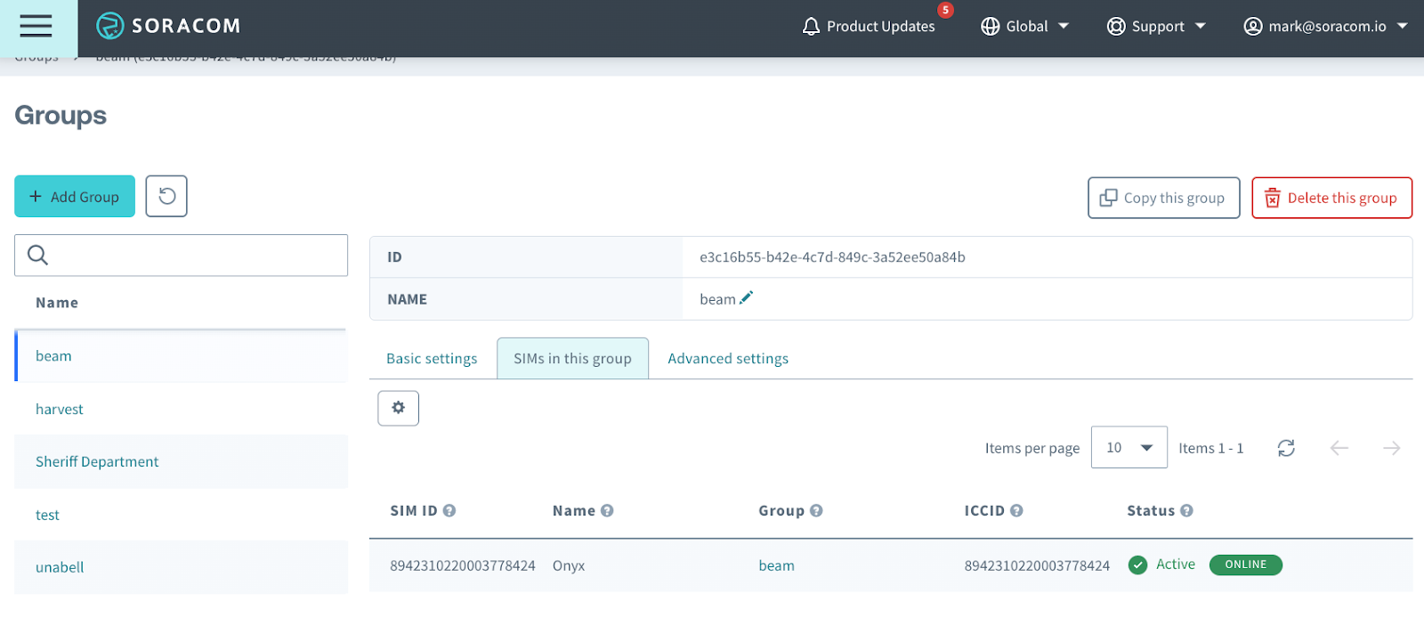 Soracom User Console, Cassia BLE Gateway walkthrough screenshot