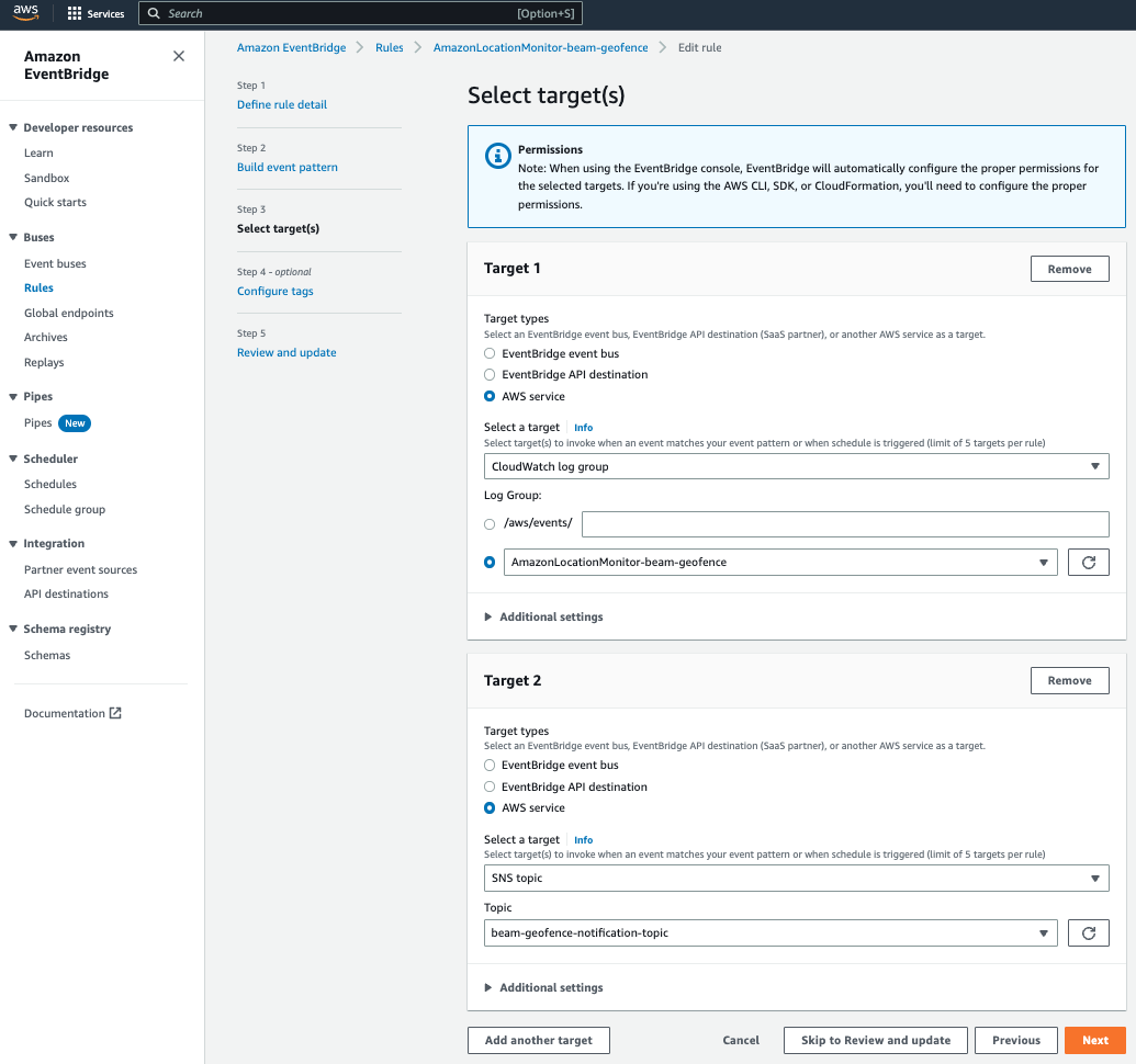 Amazon Eventbridge, Geofencing