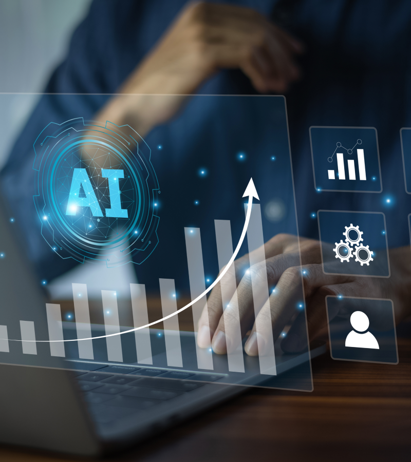 AI showing data trends to a user